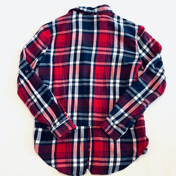 Cotton On shirt Women's Extra Small red navy plaid button down boyfriend - Picture 4 of 8